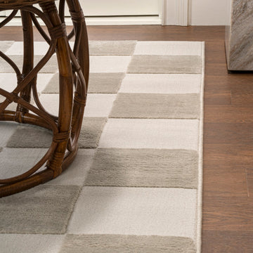 Modern Geometric Checkerboard High-Low Area Rug